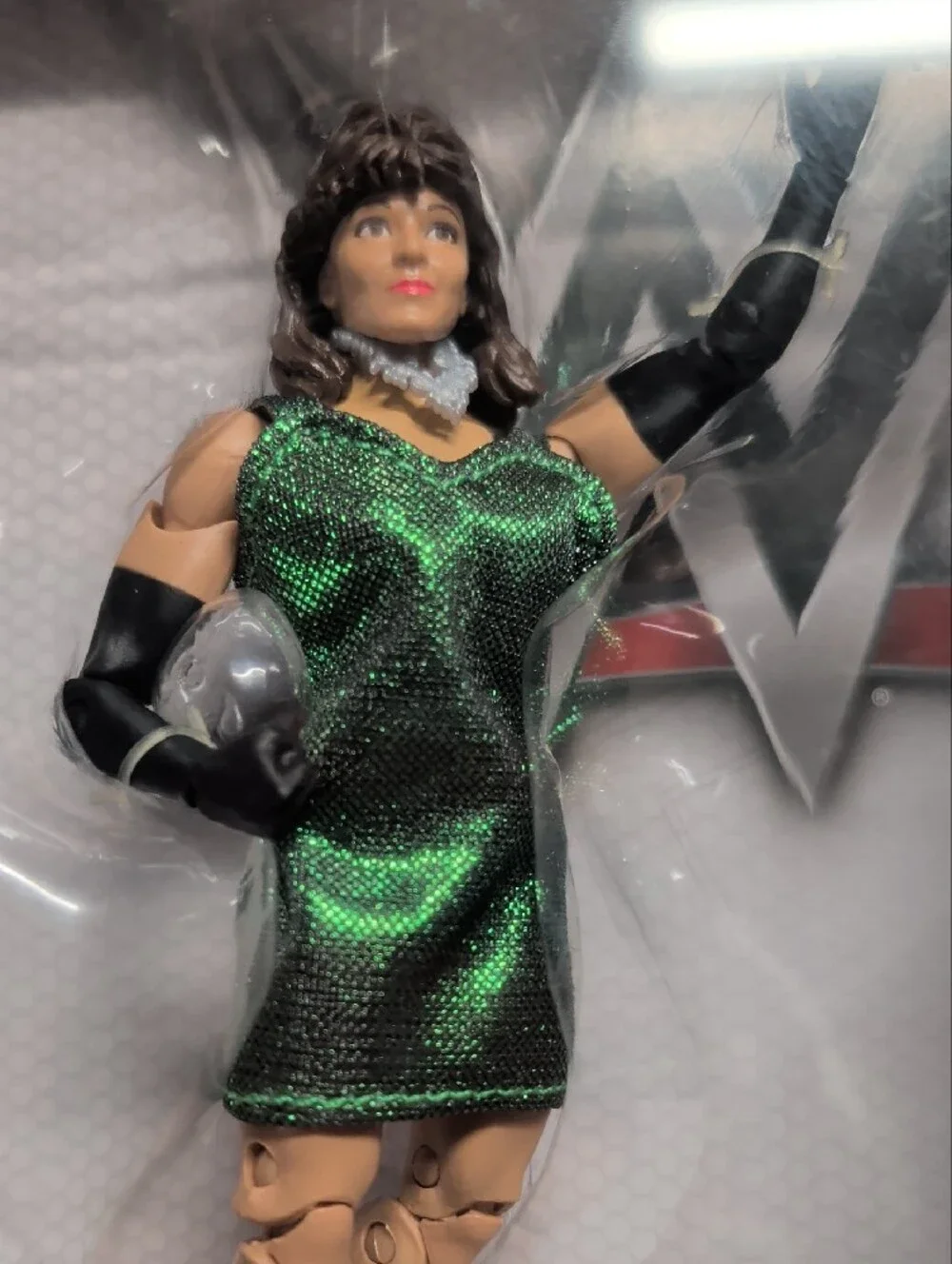 WWE Miss Elizabeth Figure in Shimmery Green Dress with Black Gloves